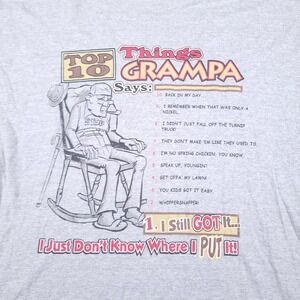 Vintage 90s Top 10 Things Grandpa Says T Shirt 2XL Funny Graphic Gray TSI